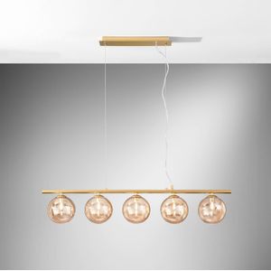 Eco-Light Hanglamp Neptun, crème, lengte 100 cm, 5-lamps, glas