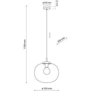 TK Lighting Vibe hanglamp, helder glas, Ø 35 cm