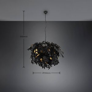 Reality - LED Kroonluchter - E14 Fitting - 4-lichts - Rond - Zwart/Goud - Aluminium