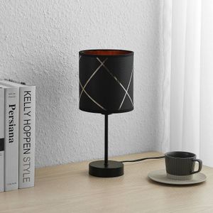 Lindby - Tafellamp - 1licht - ijzer, textiel - H: 35 cm - E14 - zwart, goudkleurig