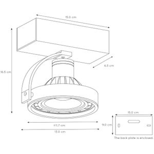 Lucide Dorian LED plafondspot, 1-lamp, Dime naar warm