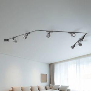 Lindby Lumaro railsystem, spots, 7-lamps, zwart, Ø 8,2 cm, 48V