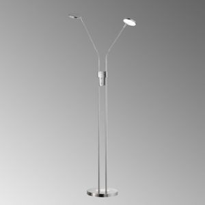 FH Lighting LED vloerlamp Lunia, 2-lamps, mat nikkel