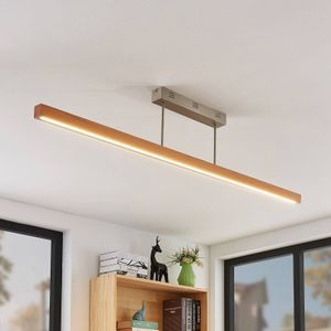 Lucande LED houten plafondlamp Tamlin, beukkleuren, 140 cm