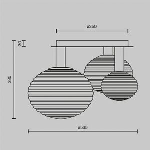 Maytoni plafondlamp Haspels, 3-lamps, goudkleurig / wit, glas