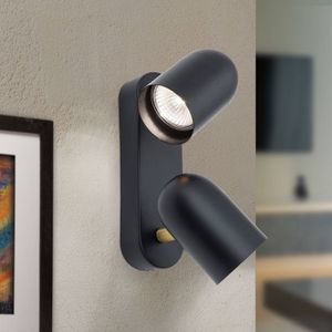 ORION Wandlamp Bradley 2-lamps, gezwenkt Bradley, dimbaar, zwart, Woon-/ Eetkamer, metaal, Modern, halogeen spot