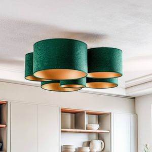 Euluna Lodge plafondlamp, 6-lamps, groen/goud