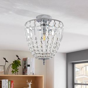 Lindby - plafondlamp - 1licht - glas, metaal - H: 35 cm - E14 - helder, chroom