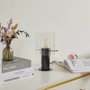 Lucande tafellamp Eirian, zwart, glas, Ø 14 cm, E27