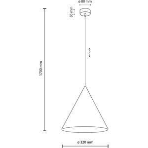 TK Lighting Cono hanglamp, wit, Ø 32 cm, staal, 1-lamp
