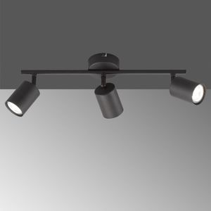 FISCHER & HONSEL LED plafondspot Vano zwart, 3-lamps lang