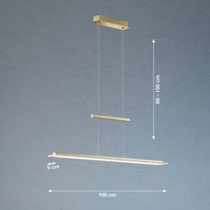FISCHER & HONSEL Hanglamp Tenso, messingkleurig, lengte 100 cm, CCT