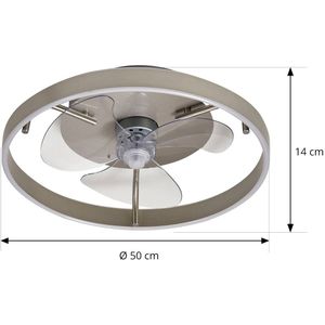 Lindby plafondventilator Momitu, zilver, stil, Ø 14 cm