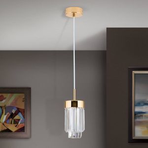 ORION LED hanglamp Prism, kristalglas, Ø10cm, goud