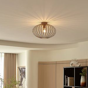 Lindby Maivi plafondlamp, beige, 40 cm, ijzer, kooi