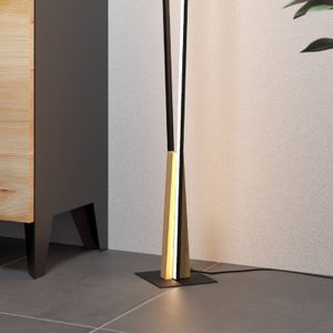 EGLO LED vloerlamp Panagria, zwart met houten detail