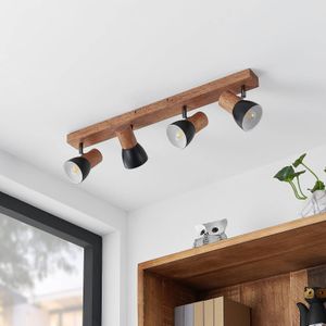 Lindby Tonja plafond-spot met hout, 4-lamps