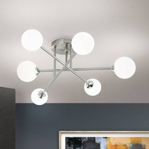 ORION Plafondlamp Snowwhite met frame, 6-lamps nikkel