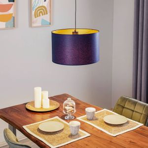 Luminex Hanglamp Soho cilindrisch 1-lamp Ø 40cm blauw/goud