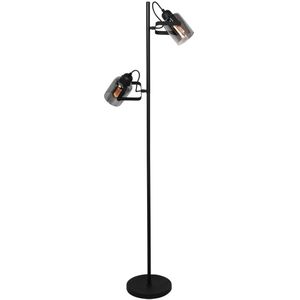 Freelight Vloerlamp Fumoso, 2-lamps, hoogte 143 cm, zwart/rookgrijs