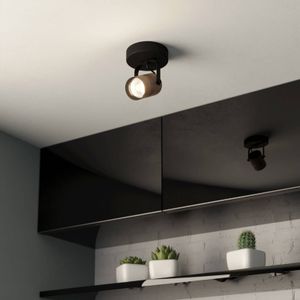 EGLO Cayuca plafondspot, zwart/houtdecor, 1-lamp
