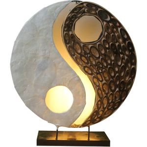 Woru Ying Yang tafellamp van natuurlijke materialen, 30 cm