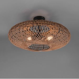 Trio Lighting Plafondlamp Hedda van sisal en metaal