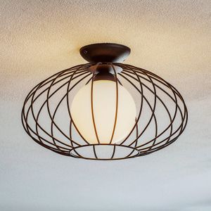 Eko-Light Plafondlamp Kronos, kooi zwart, een opalen bol