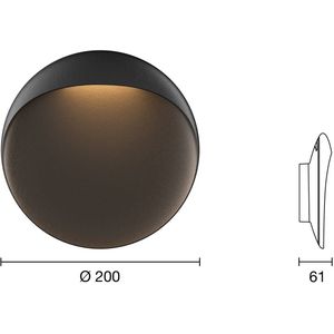 Louis Poulsen LED wandlamp Flindt, zwart 2.700 K Ø 20 cm
