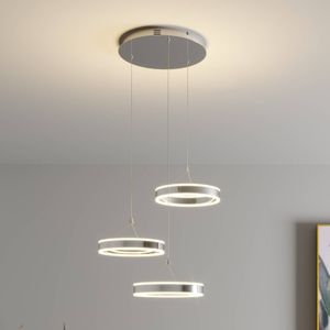 Lucande LED hanglamp Lyani, 3 ringen, hoogte verschillend