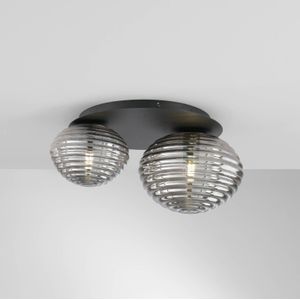 Eco-Light Ripple plafondlamp, zwart/rookgrijs, 2-lamps