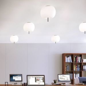 kdln Kushi plafondlamp, zwart/wit, Ø 33 cm, glas