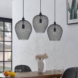 Lindby Benja hanglamp, 3-lamps, zwart