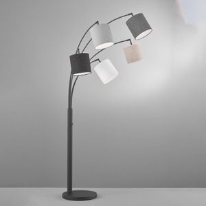 FISCHER & HONSEL Vloerlamp Annecy met stoffen kappen, 5-lamps