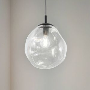 TK Lighting Sol Mini hanglamp, glas, Ø 25 cm, zwart/helder