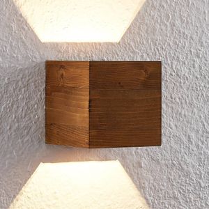 Lindby Benicio houten LED wandlamp, hoekig, 11 cm