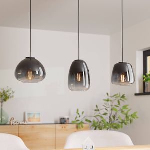 EGLO Aguilares hanglamp, gerookt glas, 3-lamps, lineair