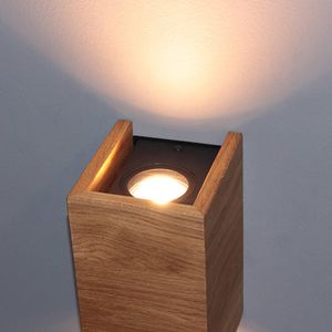 FISCHER & HONSEL LED wandlamp Shine-Wood eiken 2xGU10 10x18cm