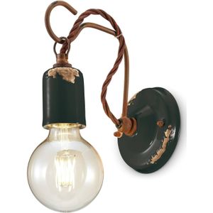 Ferroluce C665 wandlamp in vintage stijl zwart