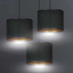EMIBIG LIGHTING Hanglamp Jari stoffen kap 3-lamps rond zwart-goud