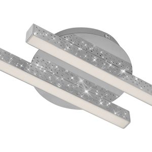 Briloner Plafondlamp Rey, glittereffect, 2-lamps, chroom