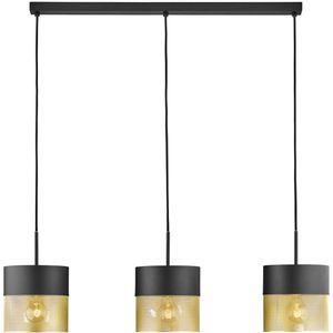HELL Hanglamp Mesh E27 3-lamps hoog, zwart/goud