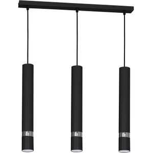 Luminex Hanglamp Rondo zwart/chroom 3-lamps lang