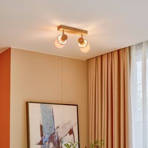 Lindby Wanessa plafondspot, 2-lamps, hout, wit, E14