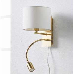 Lindby Messingkleurige wandlamp Florens met LED leeslamp
