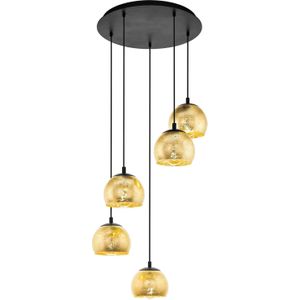 EGLO Hanglamp Albaraccin met vijf kappen in goud
