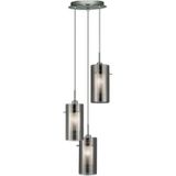 Searchlight Hanglamp Duo 2 rookglas/chroom rond 3-lamps