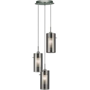 Searchlight Hanglamp Duo 2 rookglas/chroom rond 3-lamps