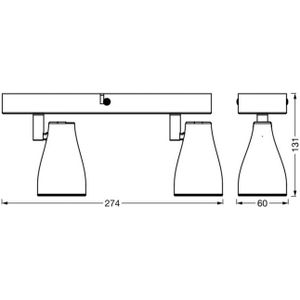 LEDVANCE Pear LED opbouwspot GU10 2-lamps grijs