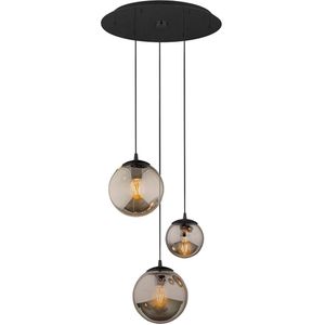 Euluna Hanglamp Smoky met glazen kappen, 3-lamps